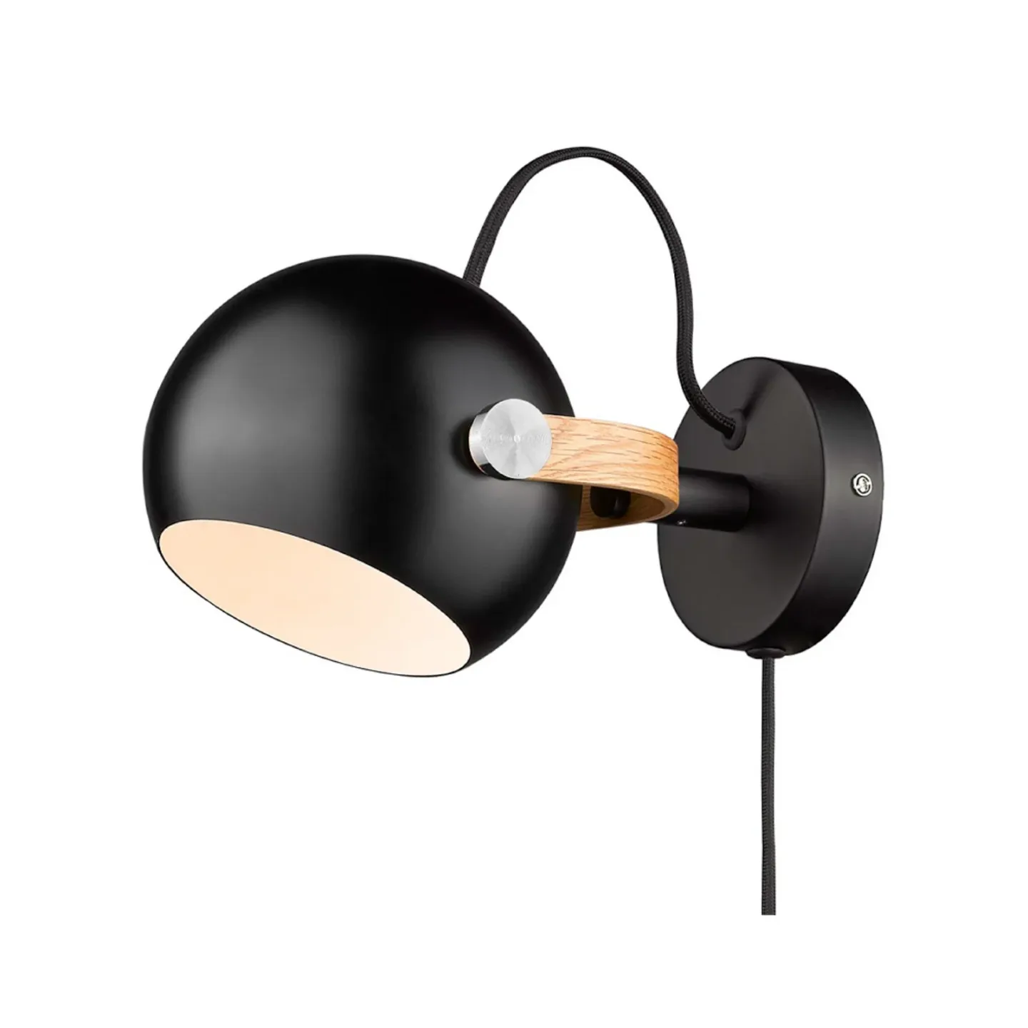 D.C Wandleuchte, schwarz/eiche, Ø 12 cm Metall - Halo Design - Wohnzimmer - Aluminium - Einflammig