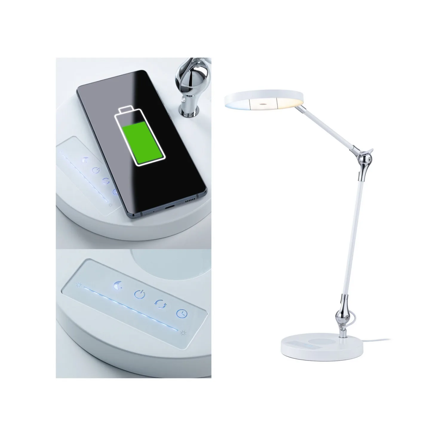 Numis Qi Bordlampe w/Qi Wireless Charging Hvid - Paulmann - Kontor / arbejdsværelse - Moderne - Metal - Med én lyskilde