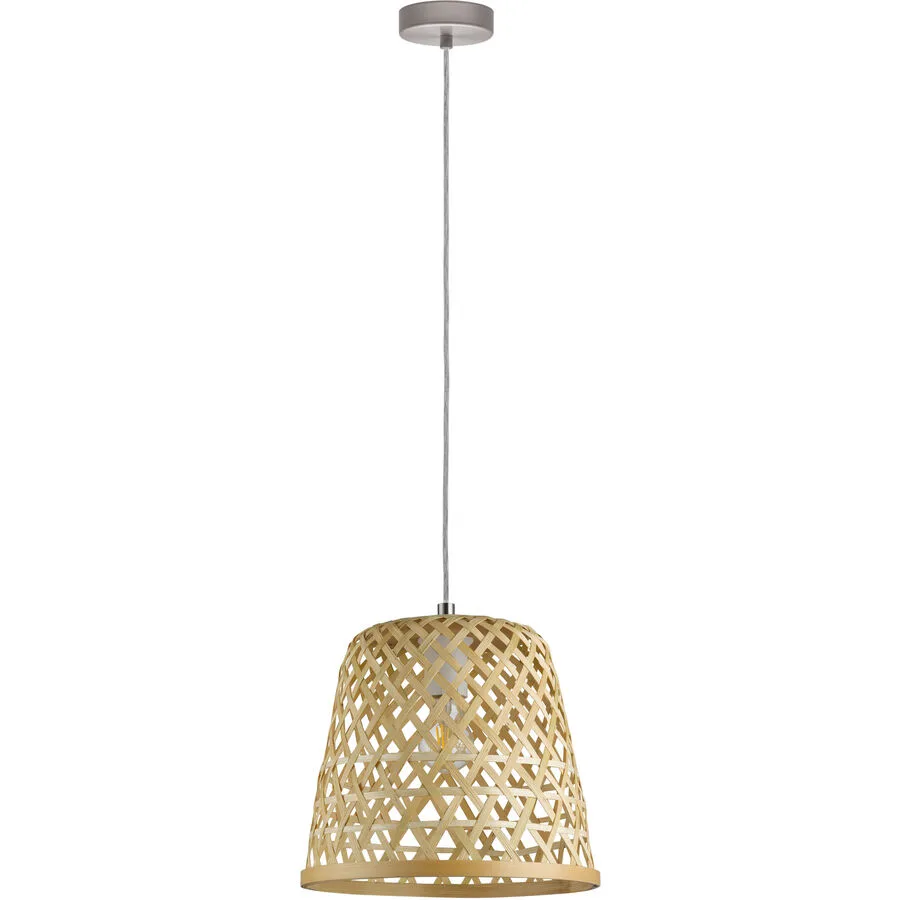 Eglo Pendellampe Kirkcolm Stahl/Holz 110 cm - Farbe: Natur - Material: Holz/Stahl