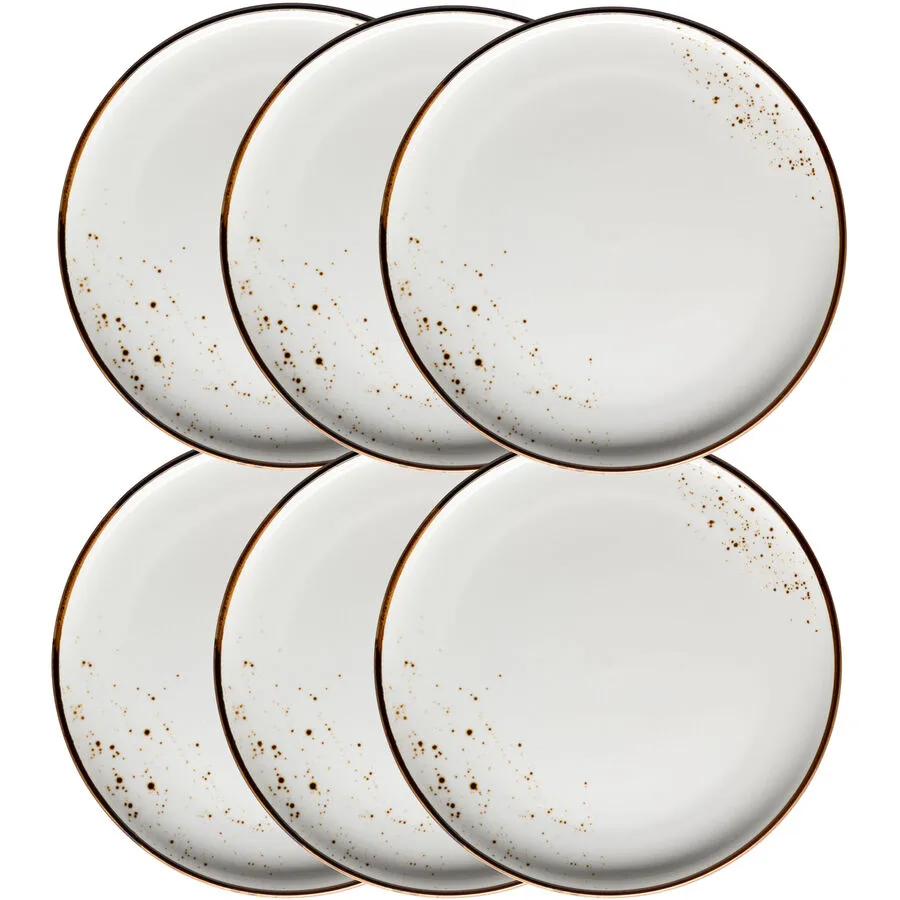 MÄSER Dessertteller-Set 6-tlg. Pintar weiss/braun Porzellan D 22.5 cm 6 Stk