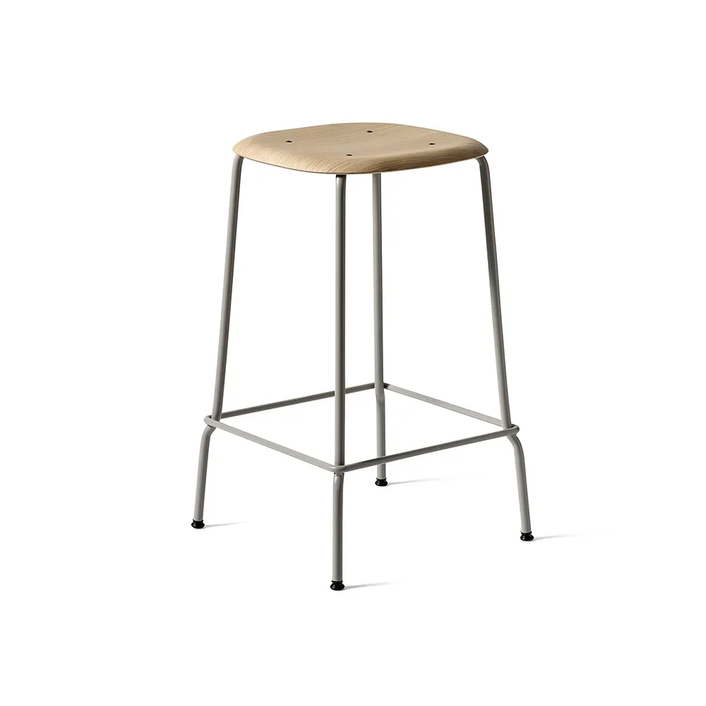 HAY Soft Edge 30 Low Barhocker Soft grey, Chromgestell