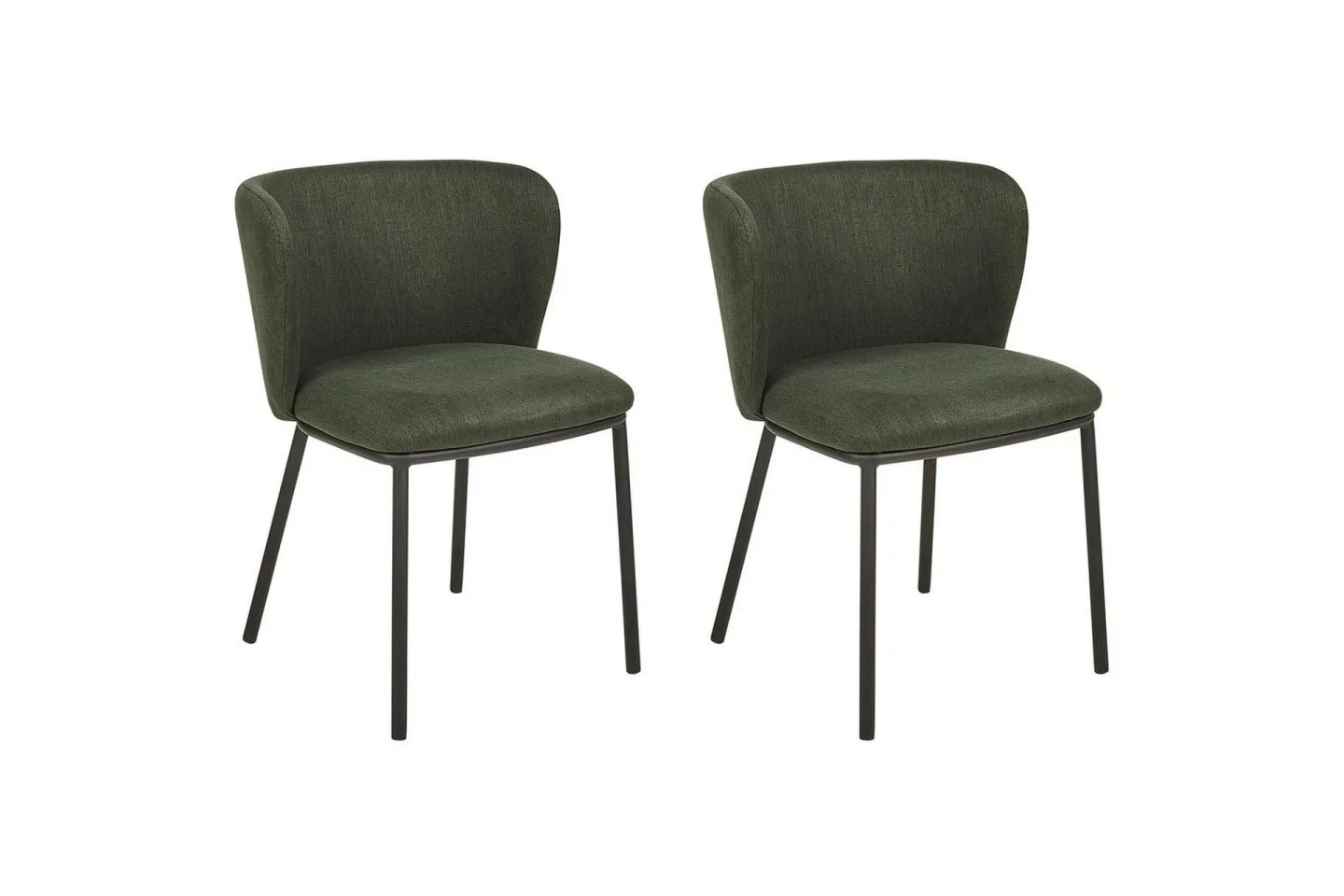 Set med 2 matstolar Mina - Grön, Svart/Polyester
