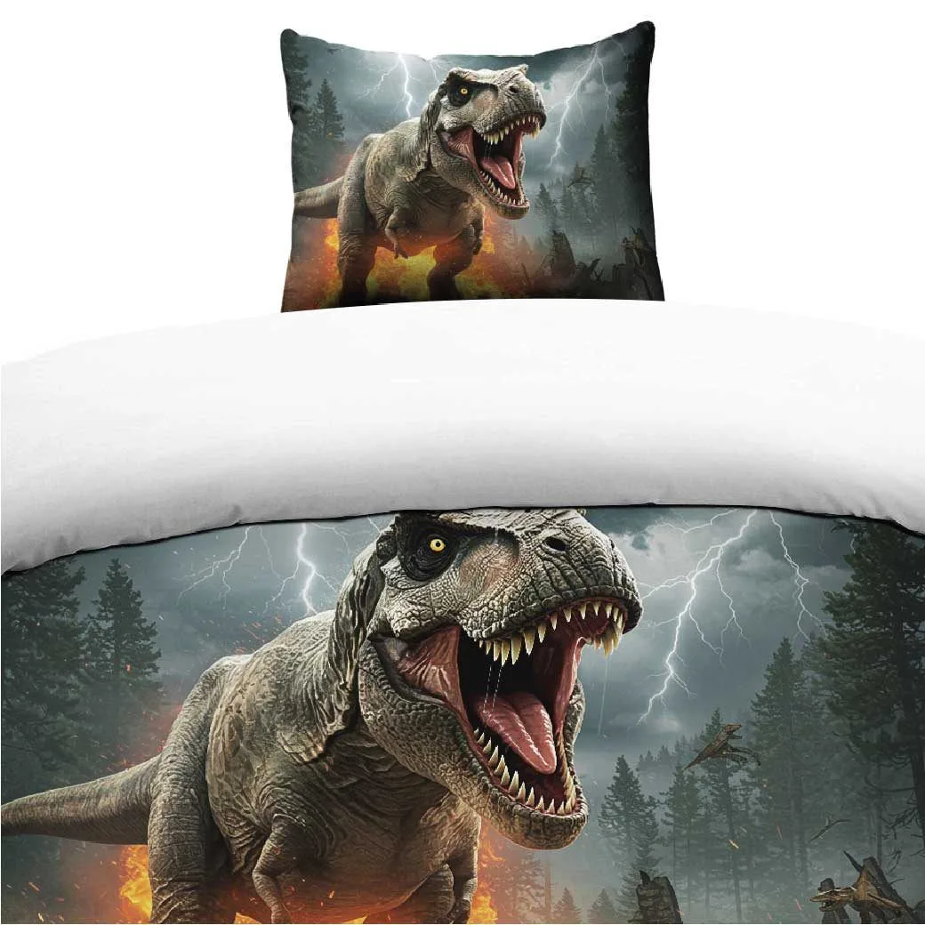 Påslakanset Enkelsäng 2-Dels Set Dinosaur -