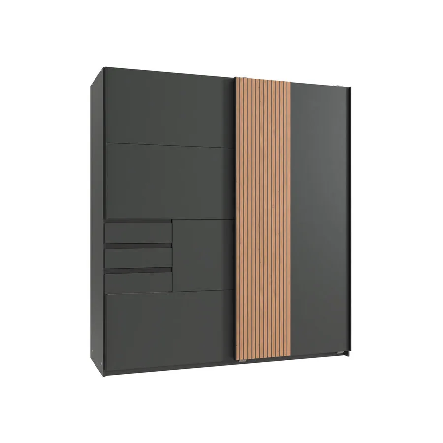 Kleiderschrank Nisan Eiche/graphit Holzwerkstoff B 180 cm
