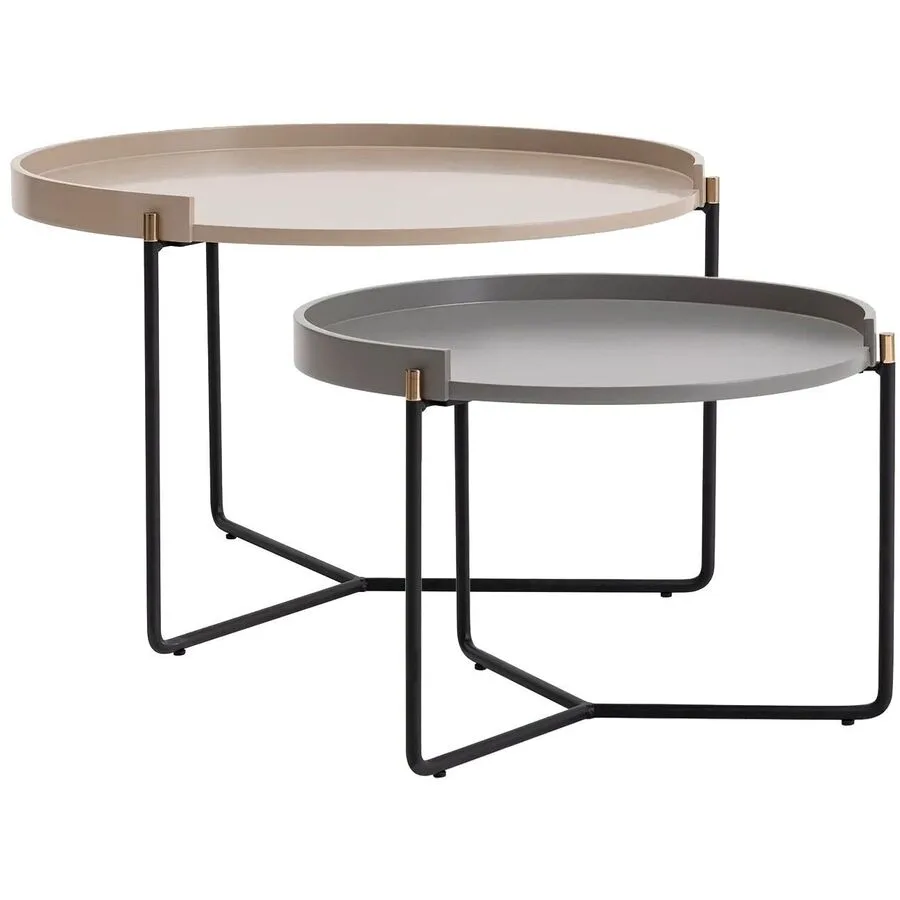 Beistelltisch 2er-Set Yasam beige Holzwerkstoff B 80 H 51 cm