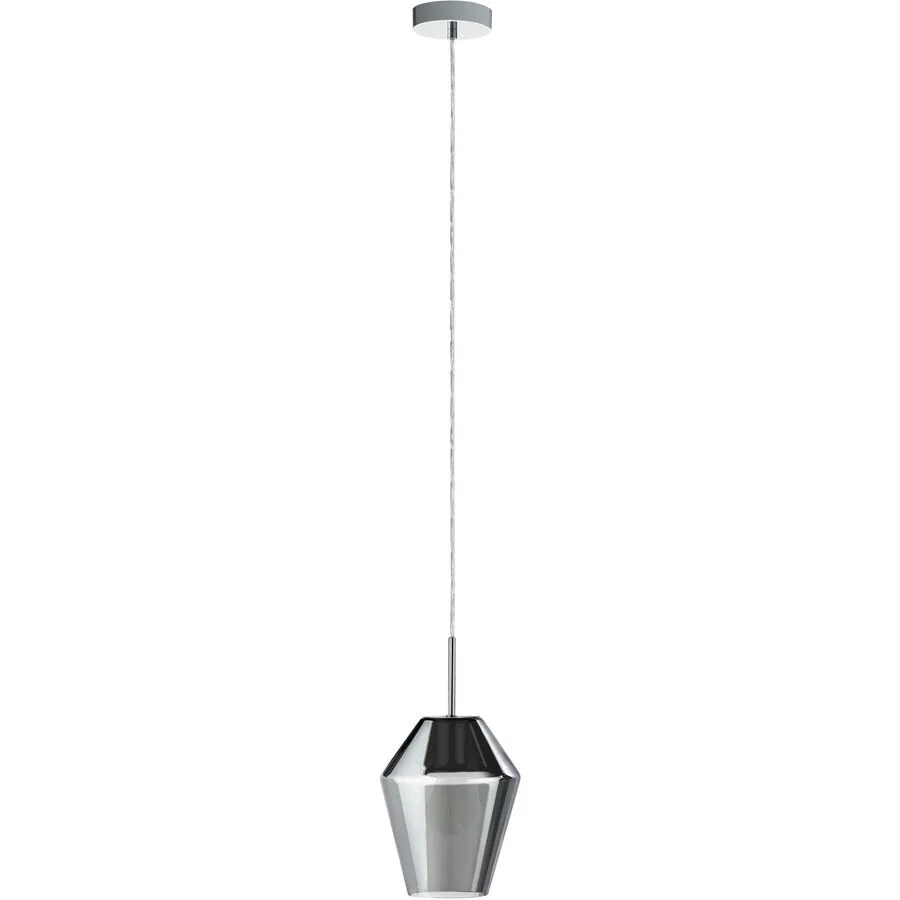 Pendellampe Murmillo Schwarz/Grau Stahl/Glas 150 cm - Farbe: chrom/schwarz - Material: Stahl/ Glas