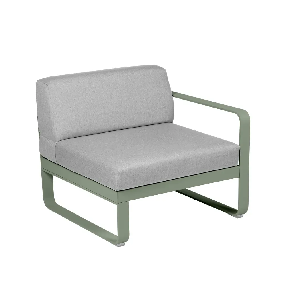 Fermob Bellevie Right modulsoffa Cactus (grön), flannel grey dyna, 1-sits