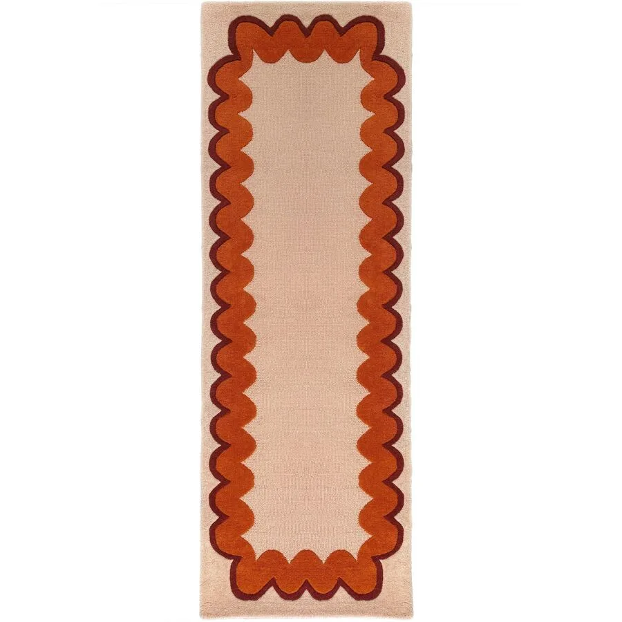 Teppich Winona ORANGE Welle, Düne 100% Wolle 80 x 230 cm