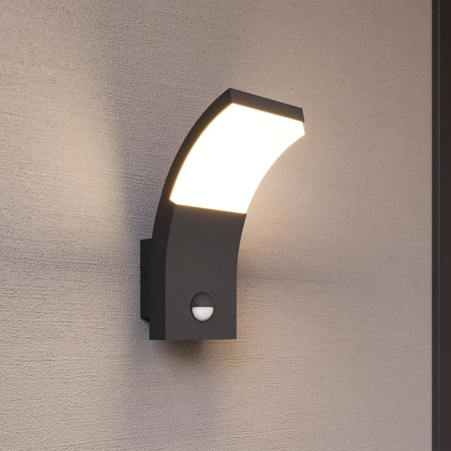 Timm Außenwandleuchte IP54 w/Sensor Graphite - Lucande - Terrasse - Modern - Aluminium - Einflammig