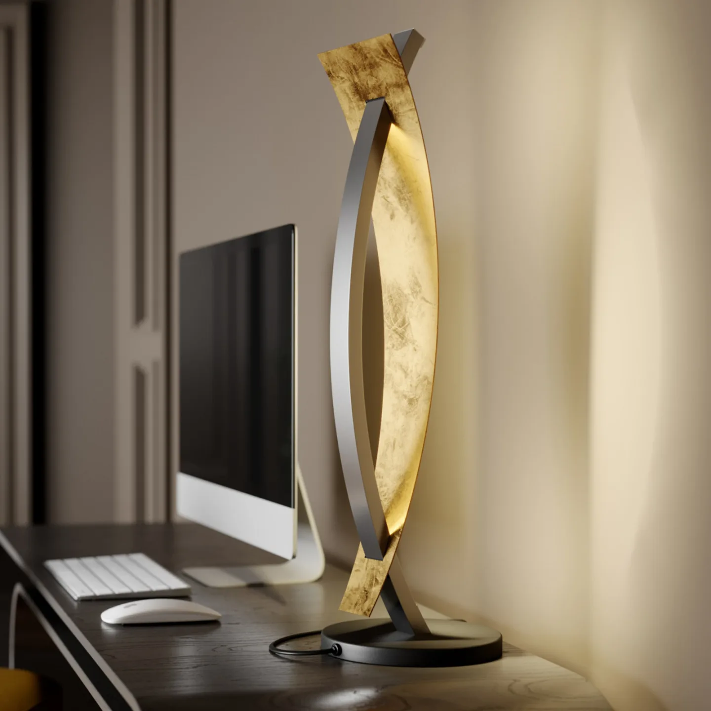 Marija Tischleuchte Black/Gold - Lucande - Wohnzimmer - Modern - Metall - Einflammig