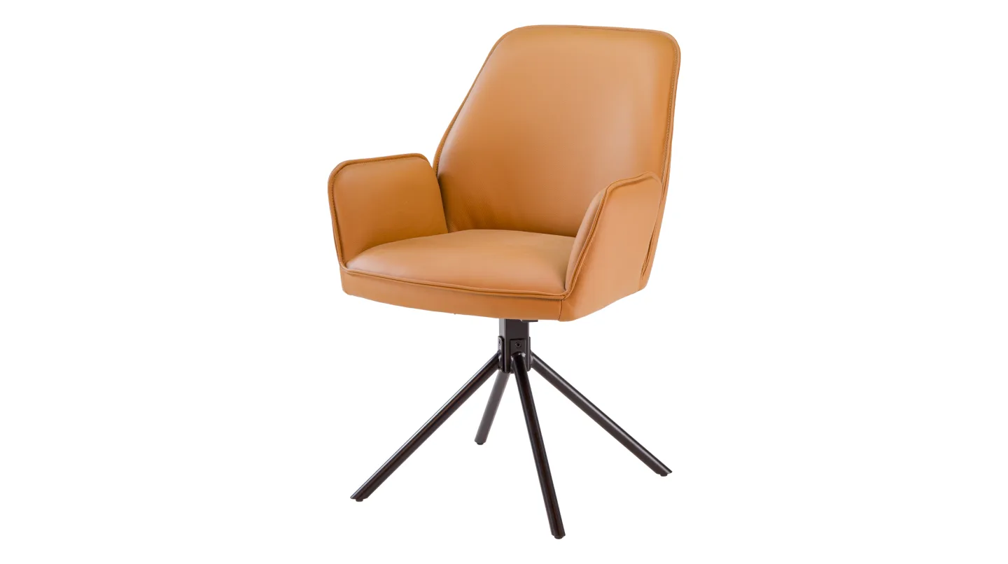 Armlehnstuhl Echtleder Cognac - drehbar - COVELO