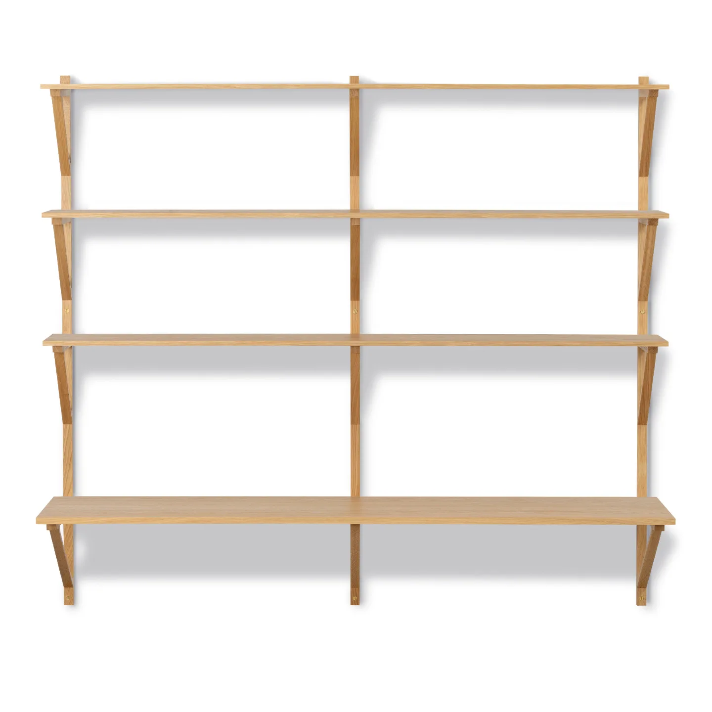 Fredericia Furniture - BM29 Shelf - 2 compartments - 3 shelves and desk shelf - DxWxH: 43x149x134 cm - Oak lacquer - Hyllor & Hyllsystem - Børge Mogensen - Träfärgad - Trä