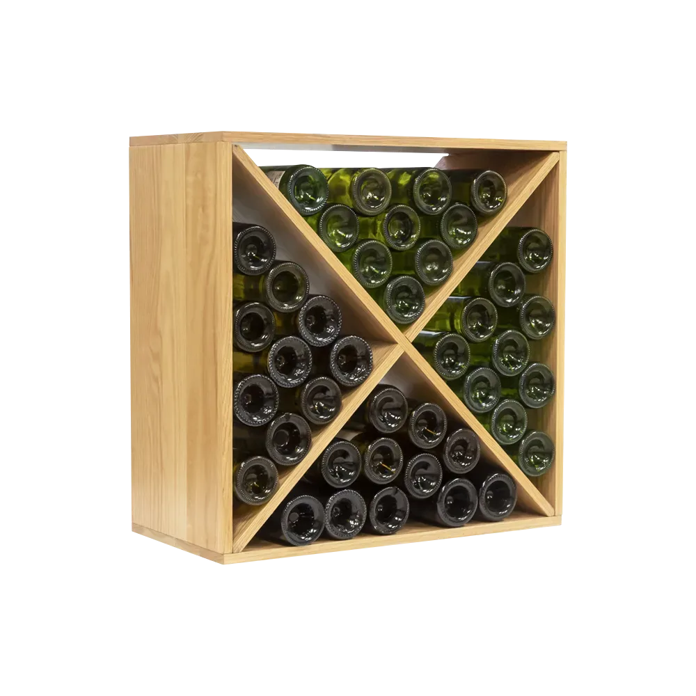 Weinregal Holz 41 Flaschen, 60x60x30 cm mQuvée, amerikanische Roteiche