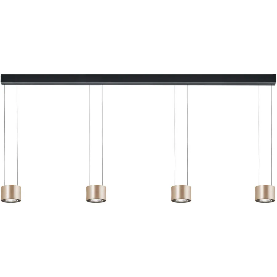 Designer-Pendellampe Bankamp Impulse Roségold 4-flammig vertical flex - Farbe: Rose/Gold eloxiert - LED - Lichtfarbe: Extra warmweiss - Material: