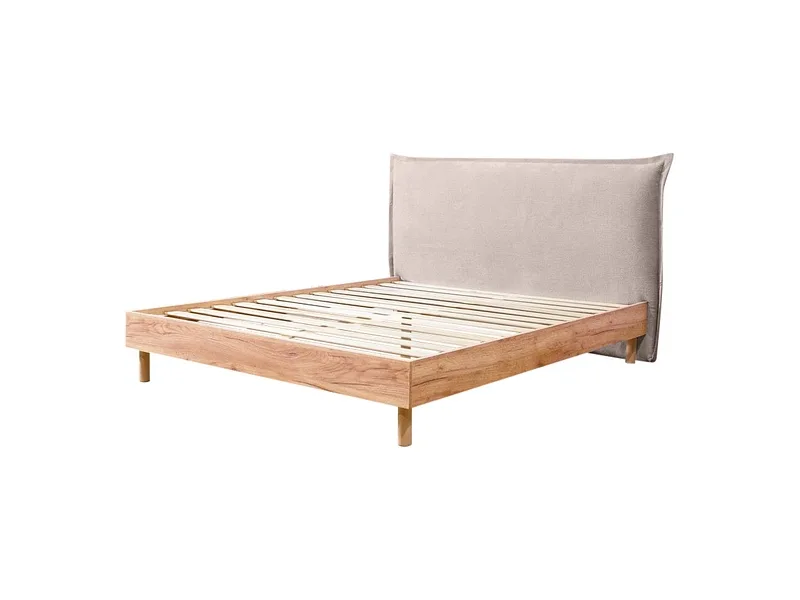 Bett BOBOCHIC CHARLIE 160x200cm stoff mit textur beige