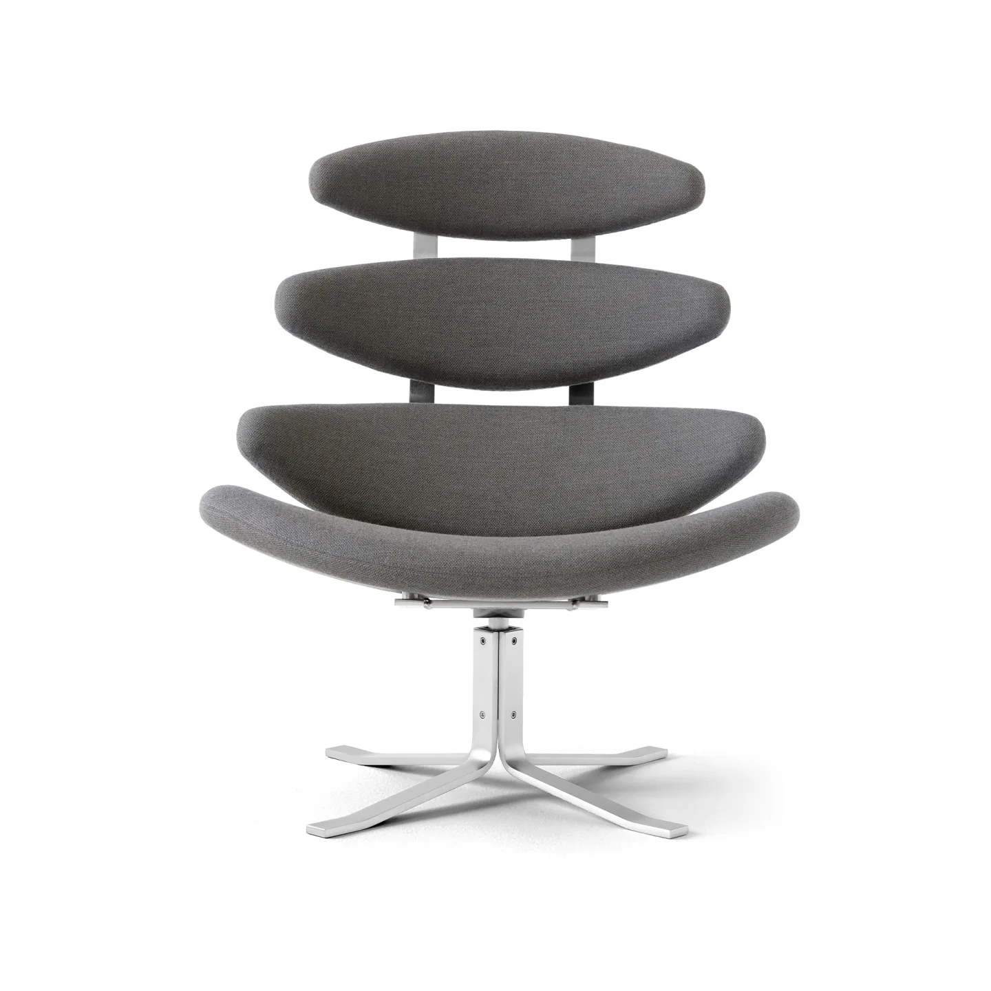 Fredericia Furniture - Corona Chair, Brushed Chrome, Fabric Cat. 2 Fiord 151 - Fåtöljer - Poul M. Volther