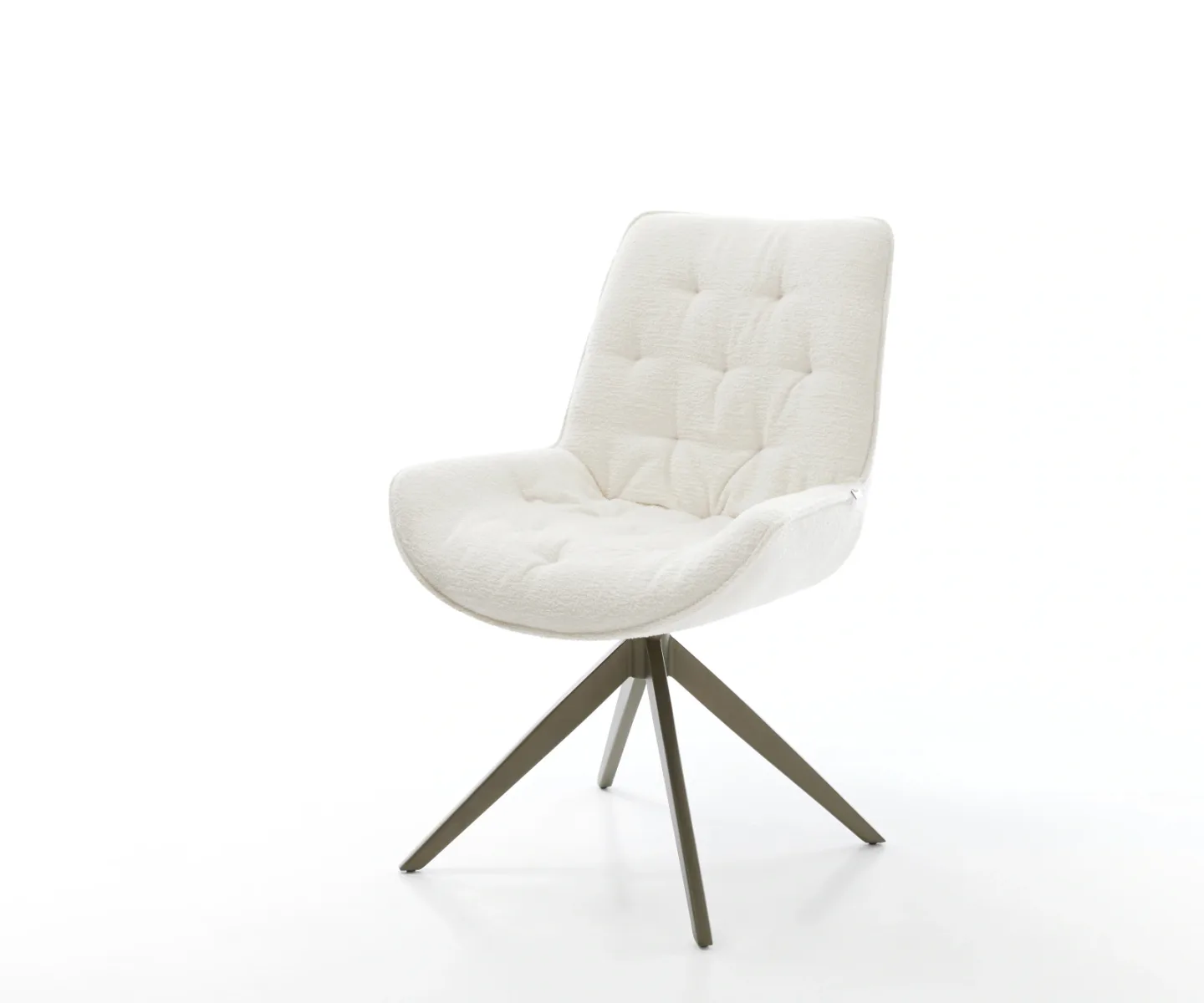 Drehstuhl Taimi-Flex Bouclé Soft Beige Kreuzgestell breit Effektfinish Titan 360° drehbar Wippfunktion