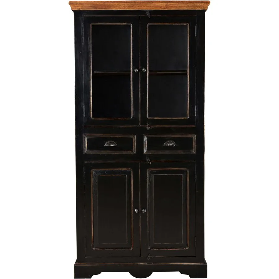 Vitrine Sica schwarz Mango B 90 H 180 cm