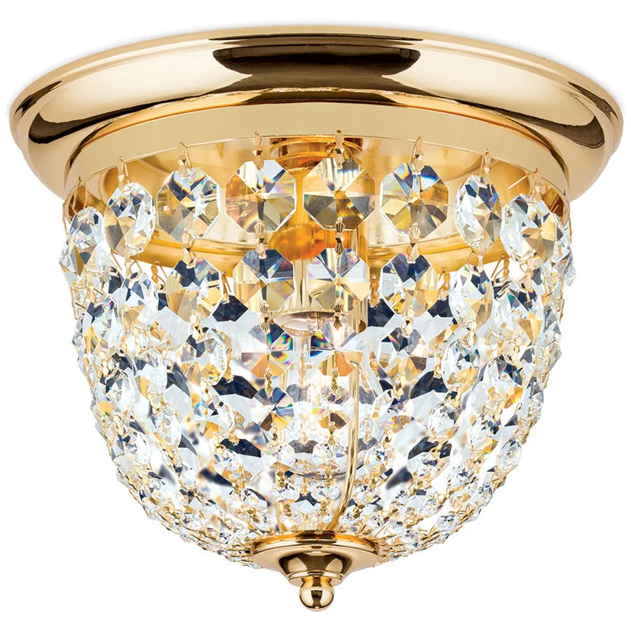 Briamond Deckenlampe Plafond Gold/Transparent Kristall/Messing 26 cm 22 cm - Material: Messing/Kristall