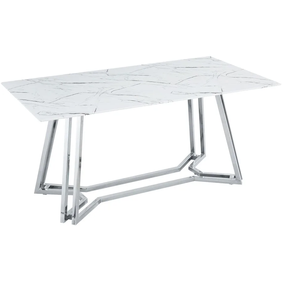 Tisch Calvin Weiss Glas 90 cm