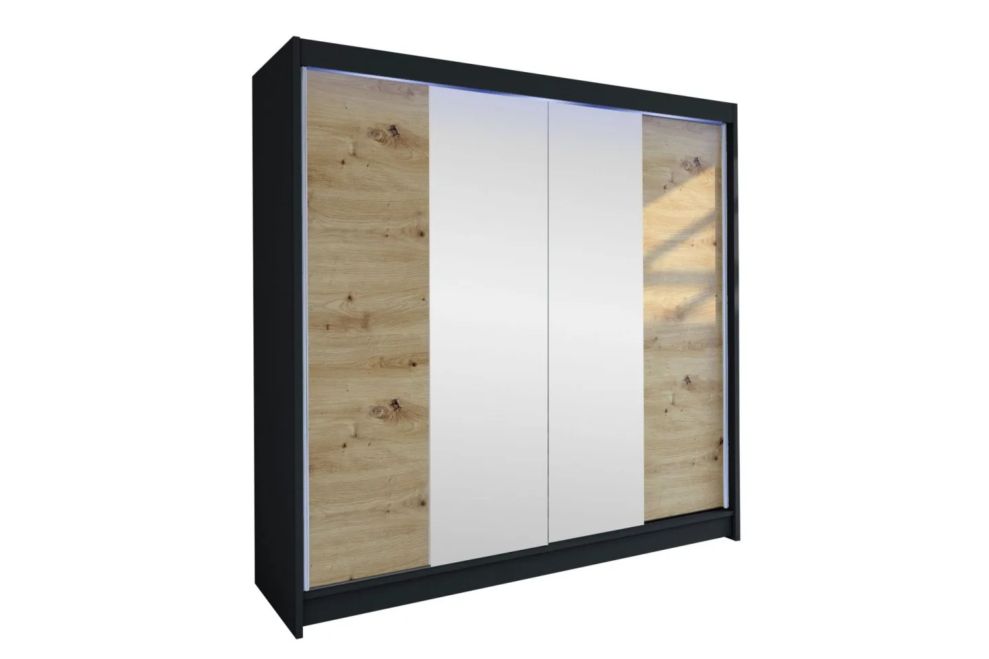 Canderbury Garderob m. Spegel 180x215 cm - Svart/Brun