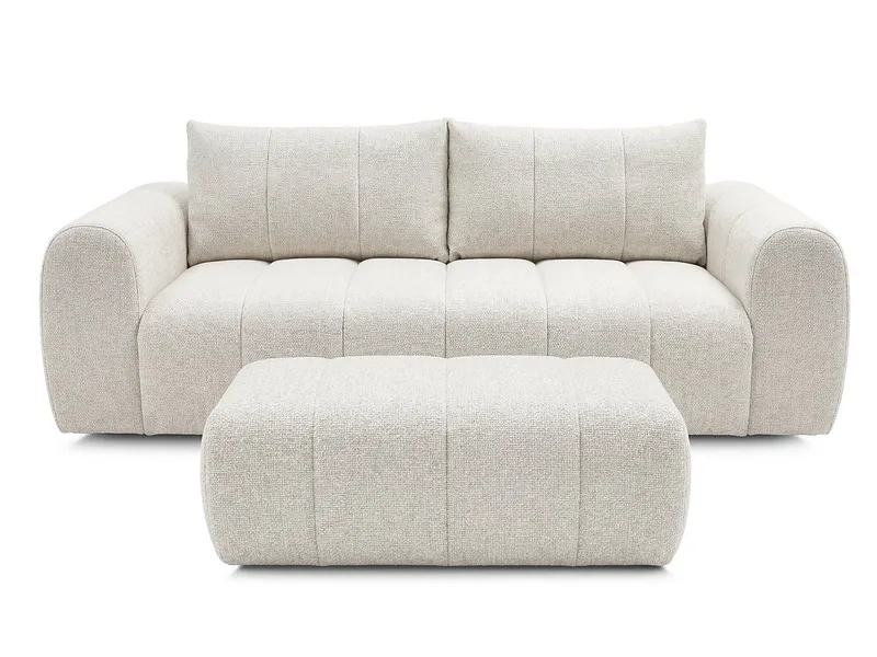 3er Sofa mit Hocker BOBOCHIC NESTY Stoff chiniert beige