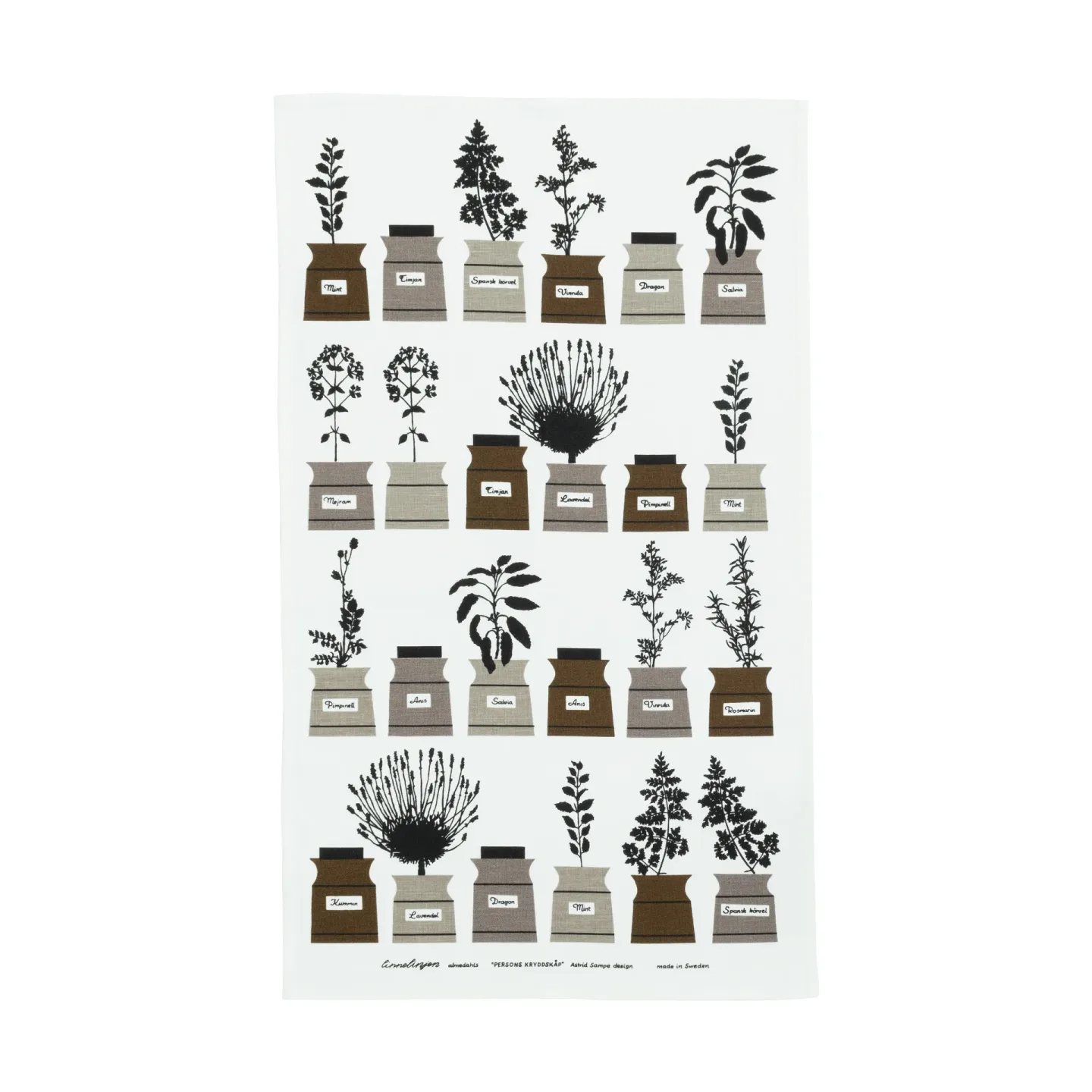 Almedahls Perssons Gewürzschrank Küchenhandtuch 47x70 cm Grau-braun