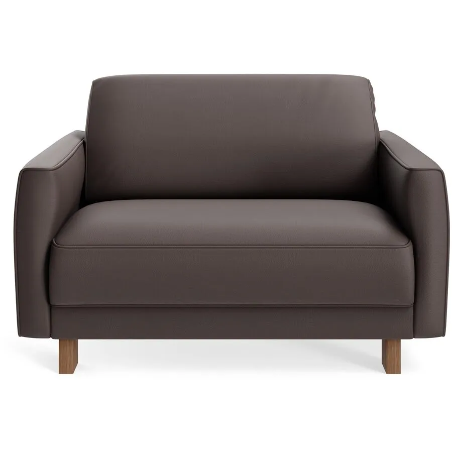 Sessel Avena Dunkelbraun Leder, Walnuss B 117 T 96 H 74 cm - Möbel Konfigurator: Traummöbel individuell zusammenstellen