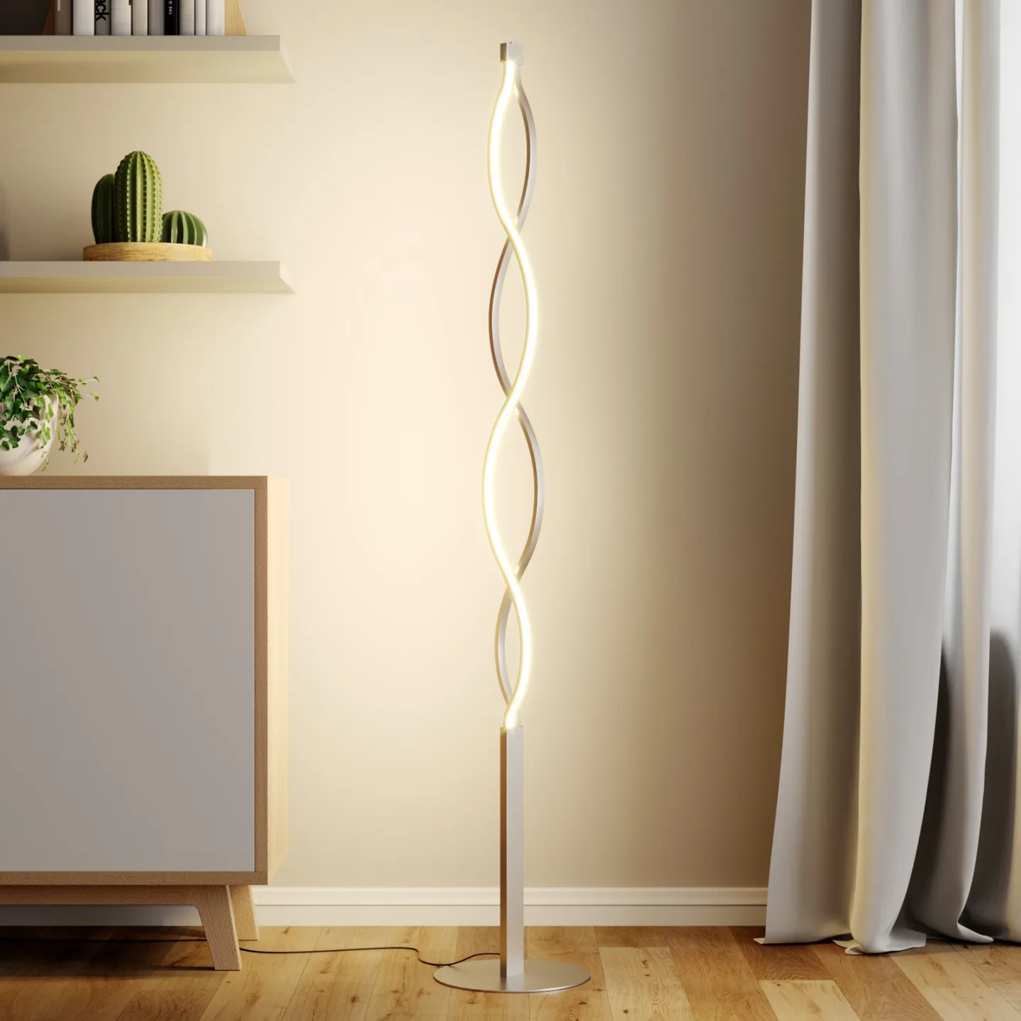 Auron Golvlampa Nickel/White - Lindby - Vardagsrum - Modern - Metall - Med flera ljuskällor