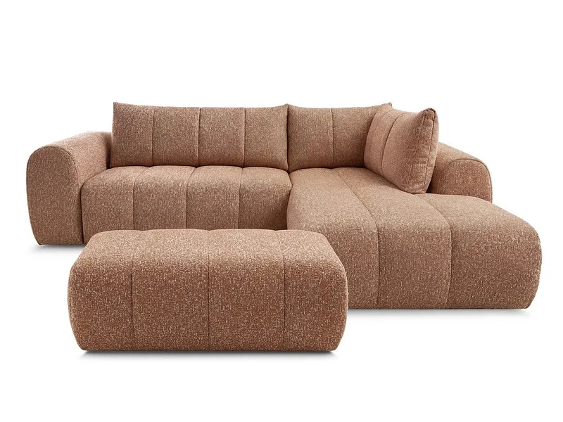 Ecksofa mit Hocker BOBOCHIC NESTY Stoff chiniert orange