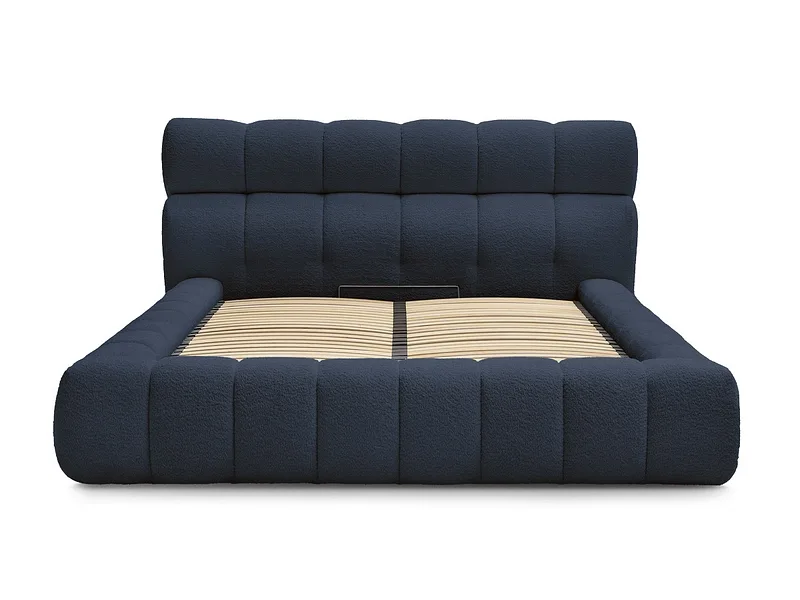 Kastenbett BOBOCHIC MONT-BLANC 160x200cm boucle-stoff dunkelblau