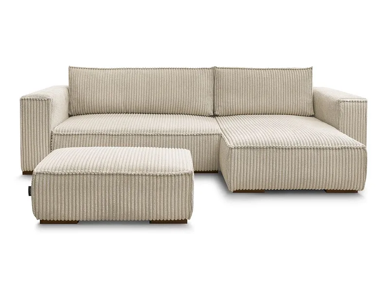 Ecksofa mit Hocker BOBOCHIC CHELSEA Cord-Stoff taupe
