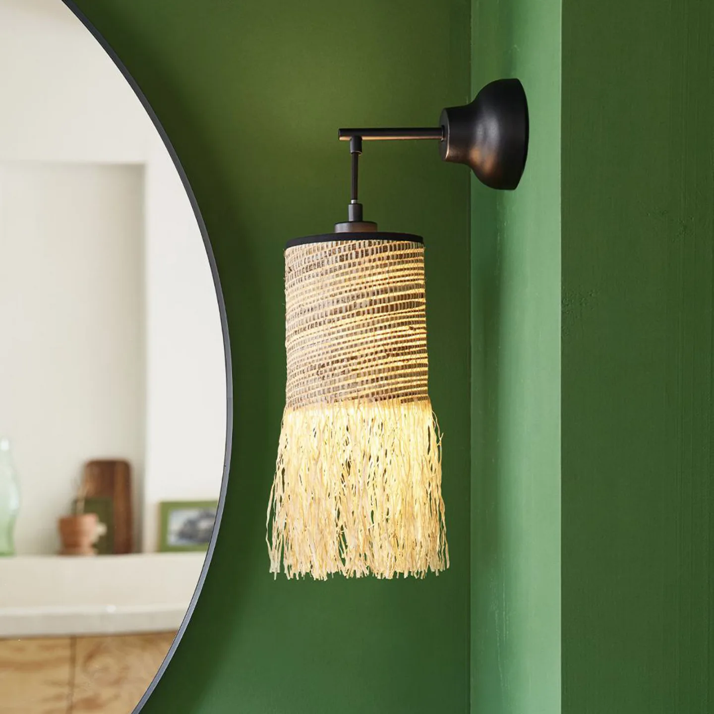 Formentera Wandlampe braun Höhe 47cm Fasern - MARKET SET - Wohnzimmer - Design - Metall - Einflammig