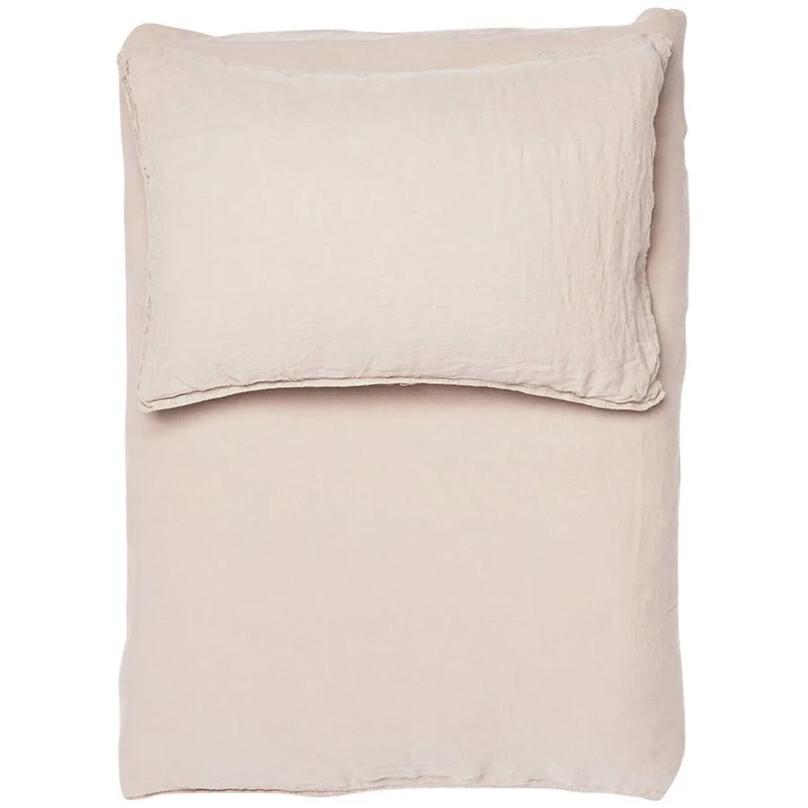 Lavie Duvetbezug Linus taupe Einfarbig Leinen 160 x 210 cm