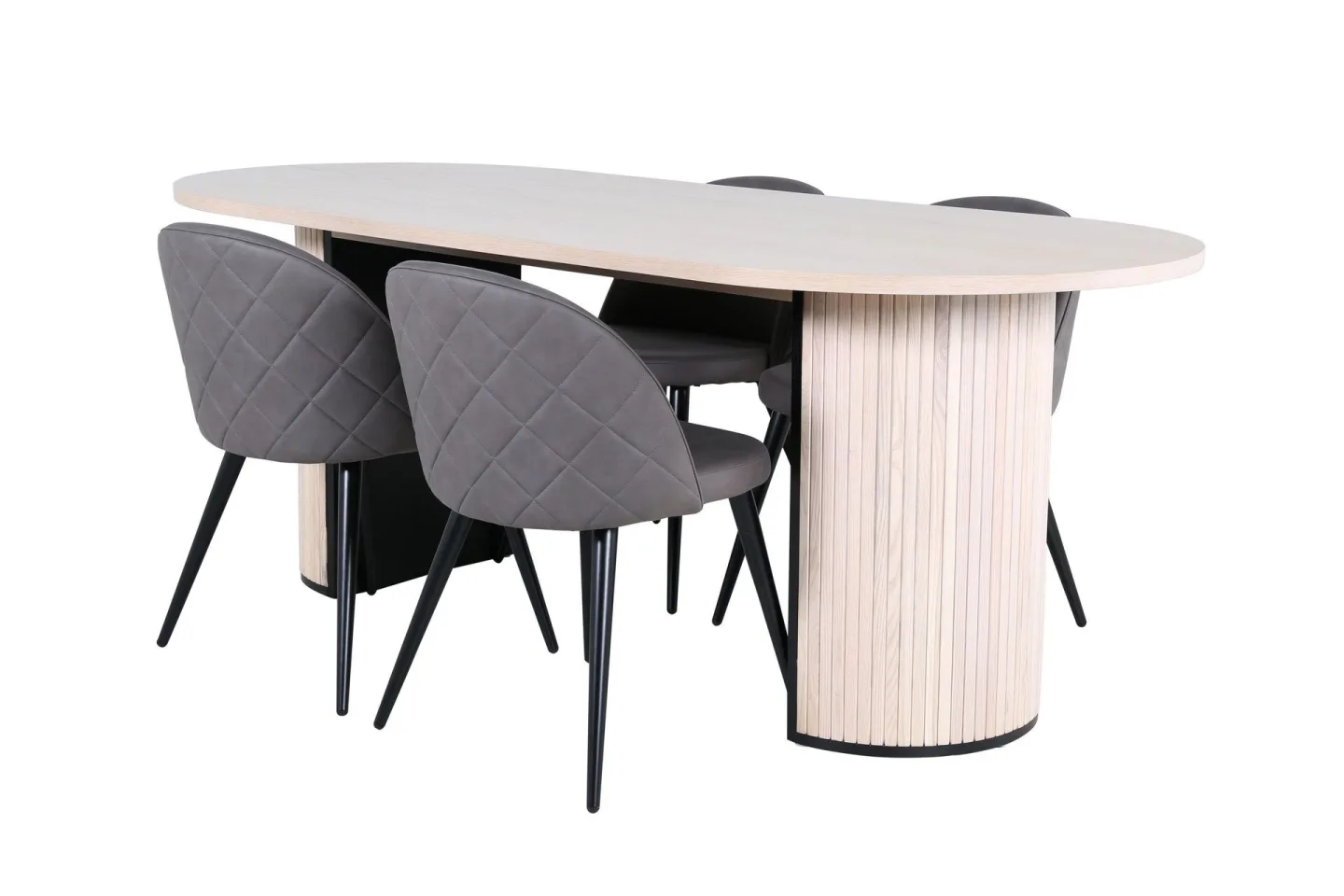 Bianca Matgrupp 200 cm Oval med 4 Velvet stolar - Svart