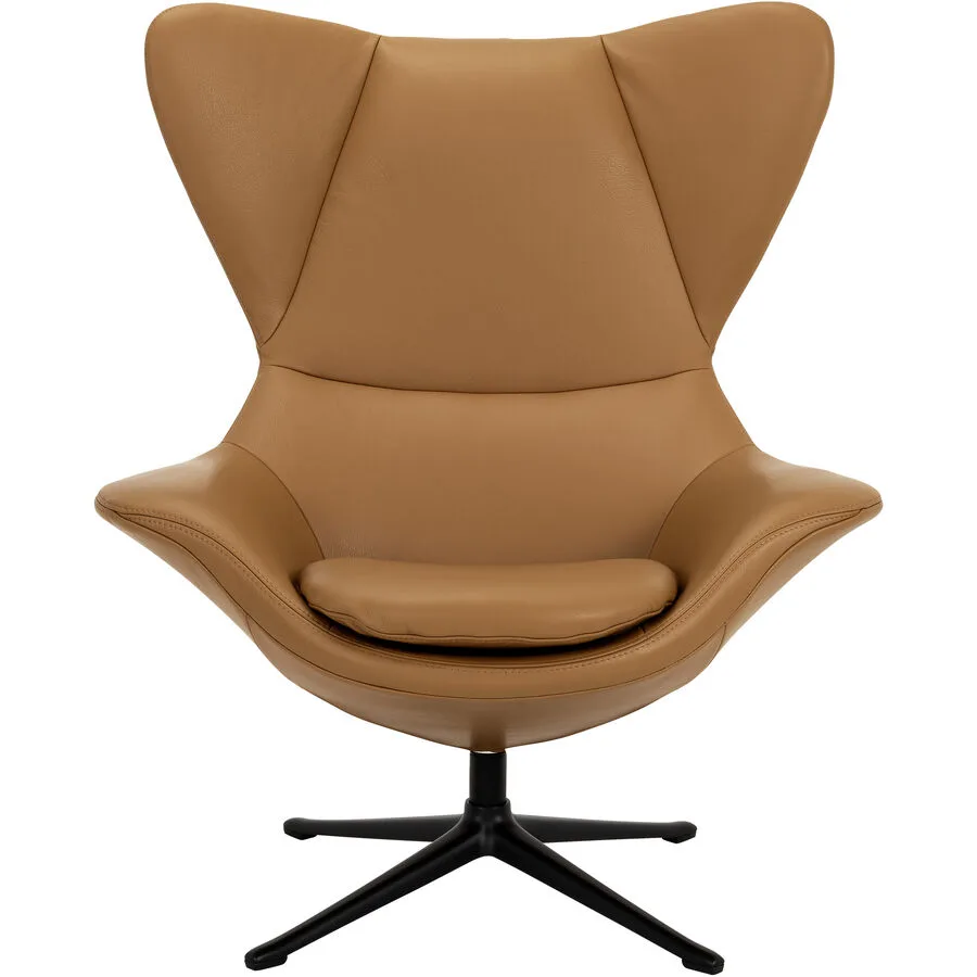 Sessel Rima Cognac, Schwarz Leder, Metall B 90 T 90 H 112 cm