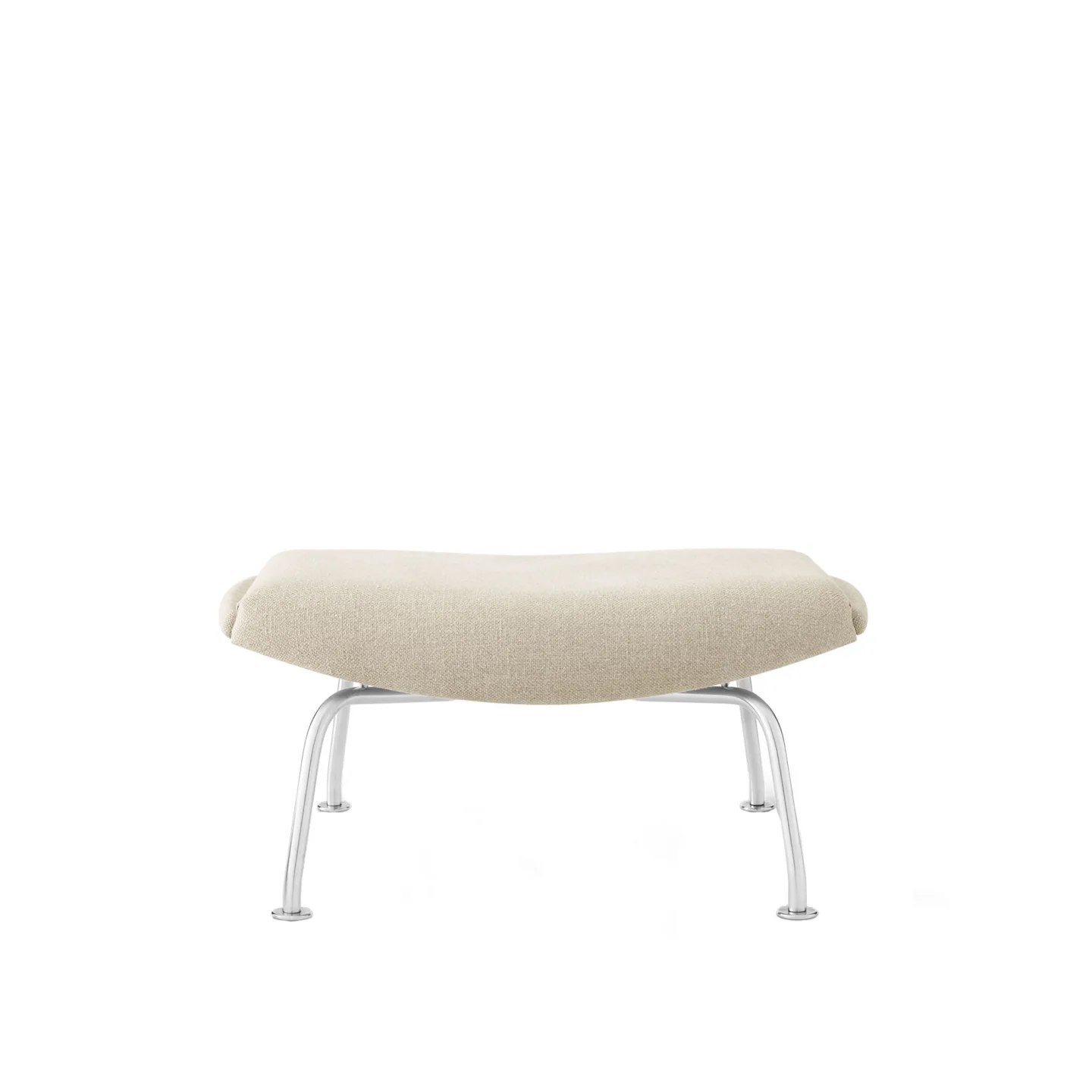 Fredericia Furniture - Wegner Ox Ottoman, Chrome, Fabric Cat. 1 Grand Linen 0024 - Fotpallar - Hans J. Wegner