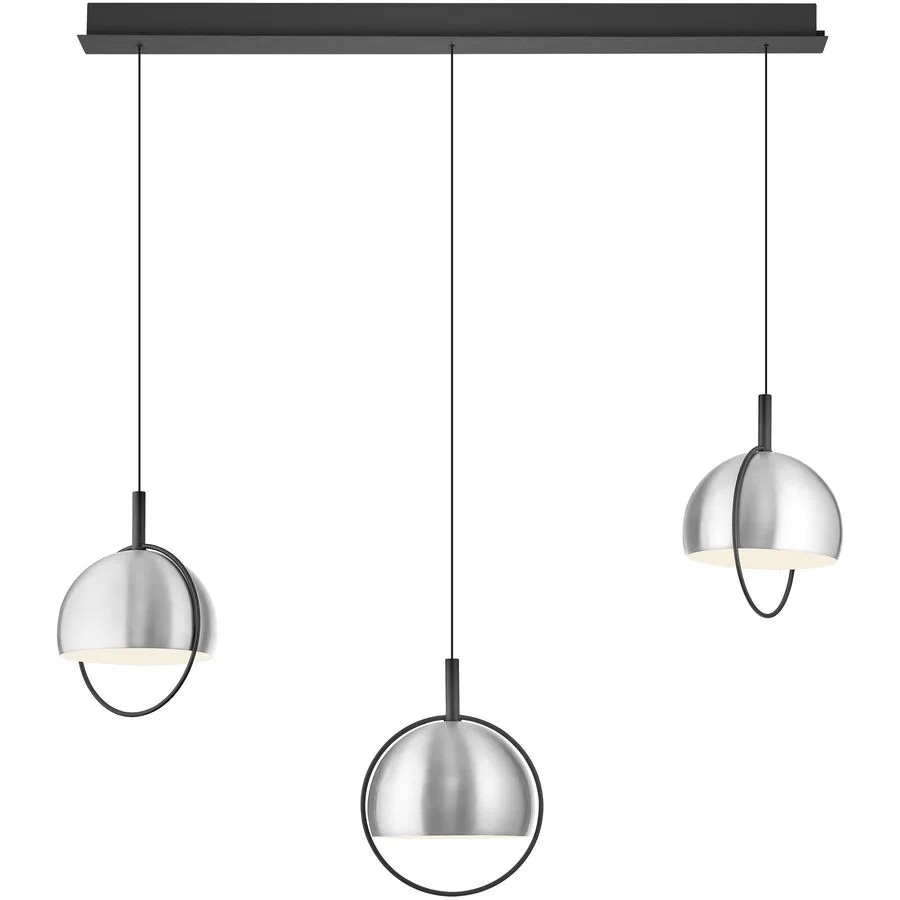 Pendellampe Hoop Silber Aluminium/Eisen 100 cm - Farbe: Aluminium matt - LED - Lichtfarbe: Warmweiss - LED Energiesparlampen