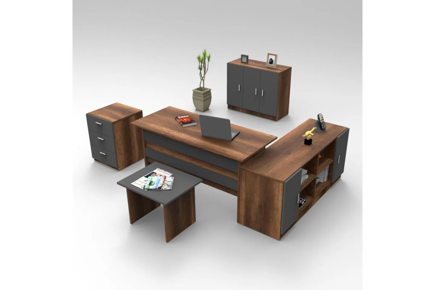 Saratella Möbelset Kontor - Teak/Antracit
