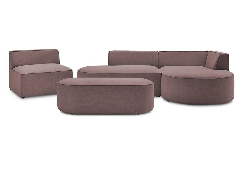 Ecksofa mit Hocker BOBOCHIC ROUSSEAU Stoff chiniert rosa