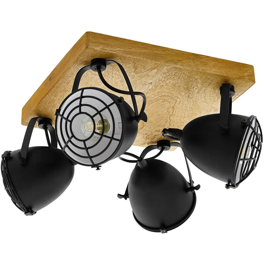 Eglo Spot Gatebeck Schwarz Stahl/Holz 30 cm 20.5 cm - Material: Holz/Stahl