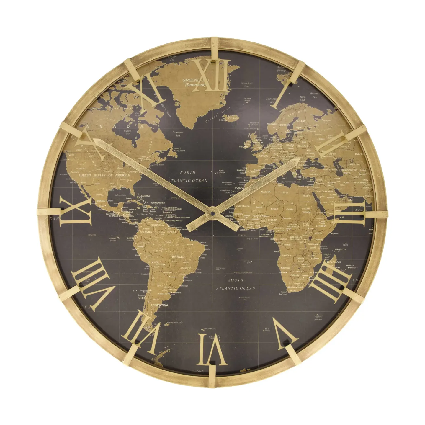 Decofinder Uhr Weltkugel, Schwarz D: 58 cm | Schubiger Möbel