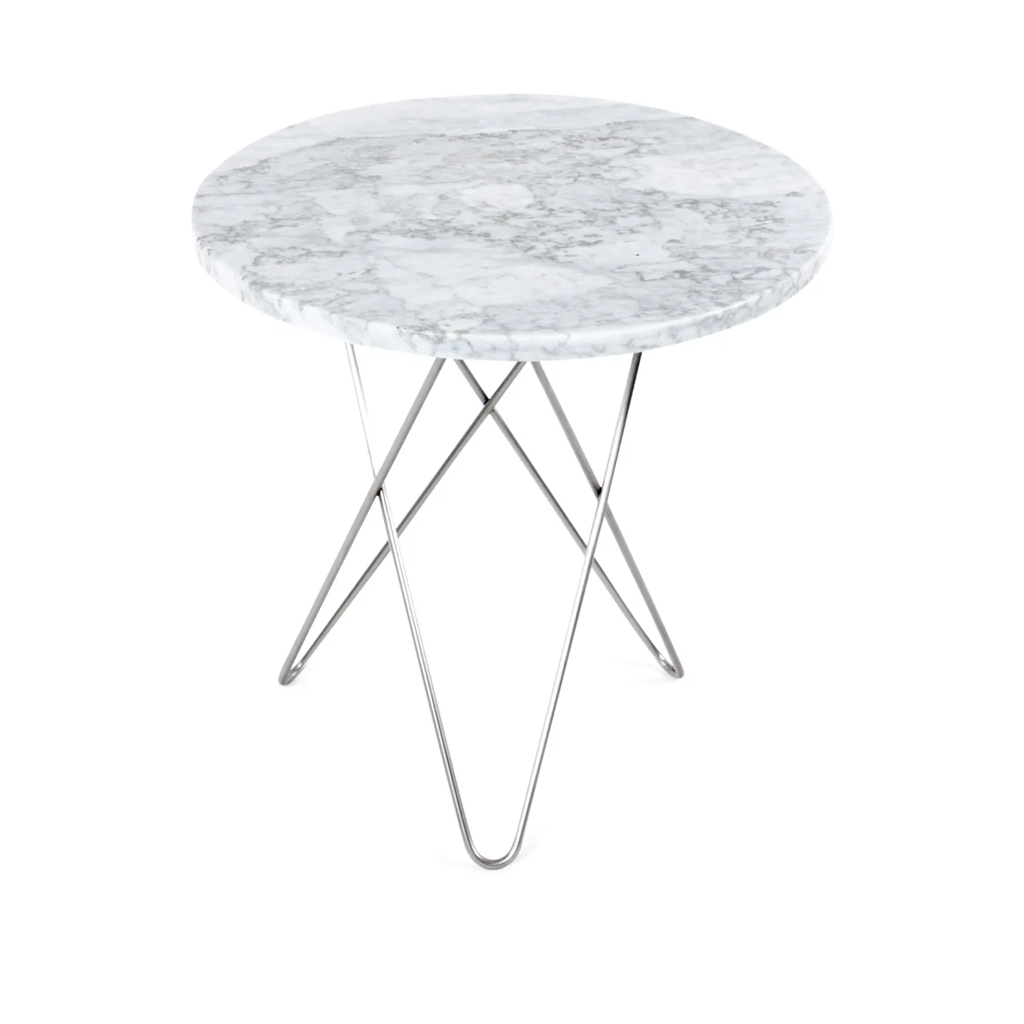 OX Denmarq - Tall Mini O Table, Stainless Steel Frame, Top: White Marble - Sidobord - Dennis Marquart - Svart - Metall/Sten