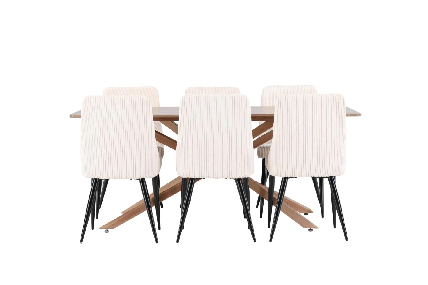 Piazza Essgruppe Esstisch Mokka 6 Stühle Samt beige.