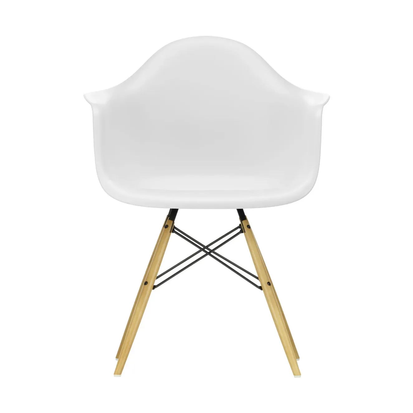 Vitra Eames Plastic Armchair RE DAW stol 85 cotton white-golden maple