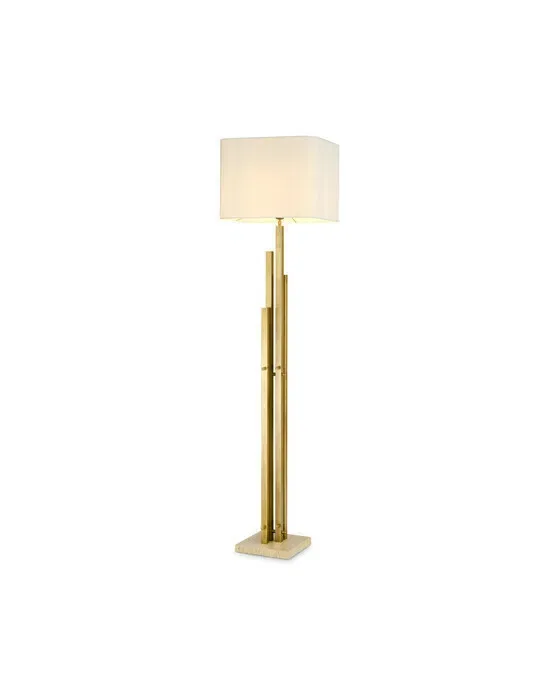 Destino gulvlampe antik messing / travertin
