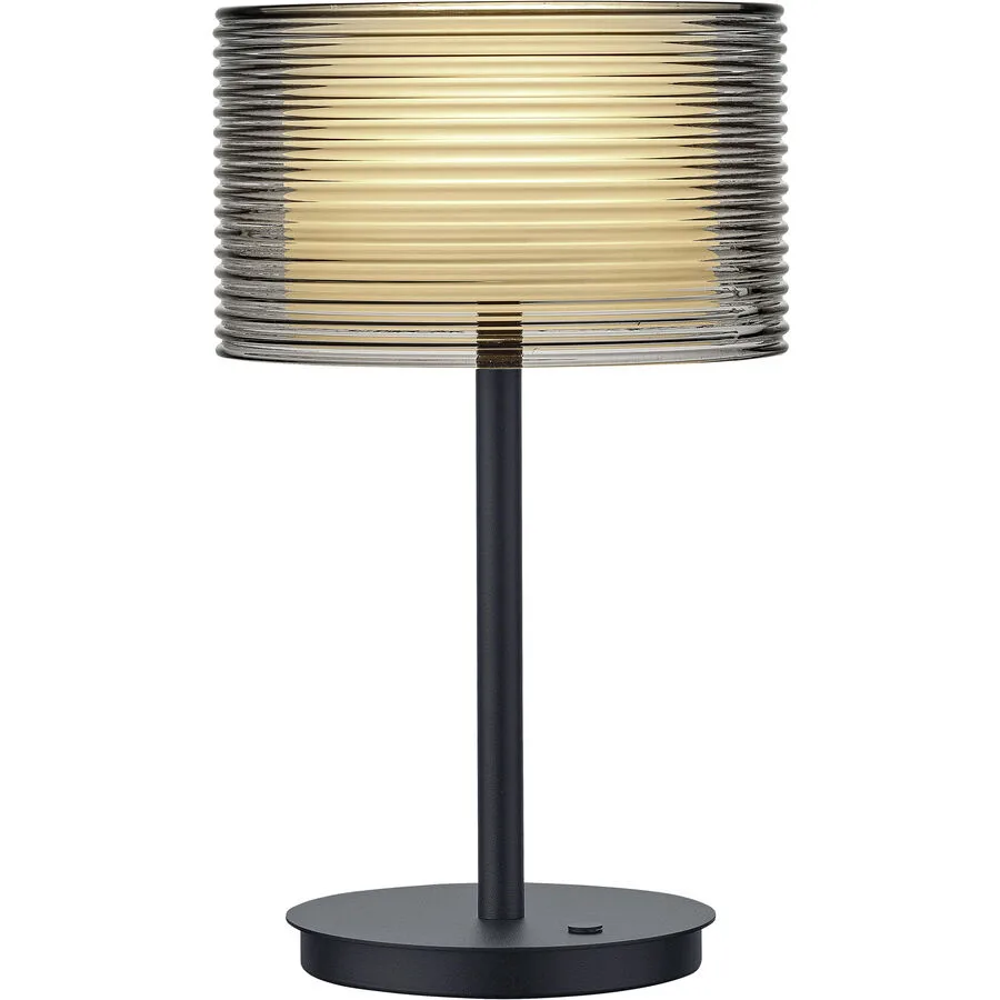 Designer-Tischlampe Bankamp Grand Groove schwarz dimmbar D 20 cm H 34 cm - LED - Lichtfarbe: Extra warmweiss - Material: Aluminium -