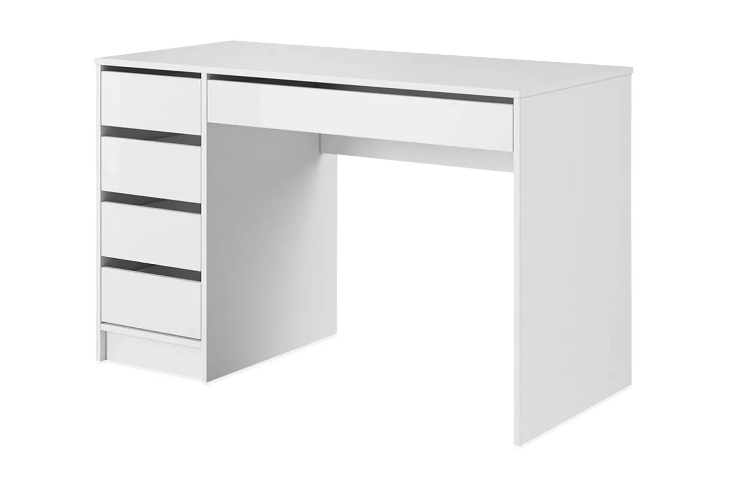 Harland Skrivbord 120 cm med 5 Förvaringslådor - Vit / Vit Högglans