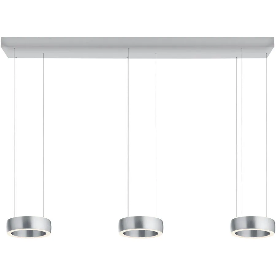 Designer-Pendellampe Bankamp Orbit aluminium matt 3-flammig dimmbar - LED - Lichtfarbe: Extra warmweiss - Material: Aluminium/Stahl -