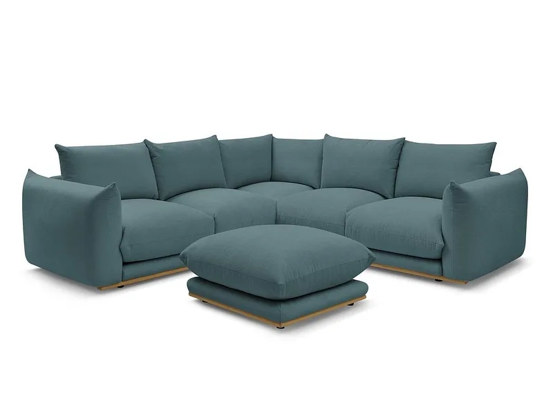 Ecksofa mit Hocker BOBOCHIC ERNEST Stoff dunkelblau